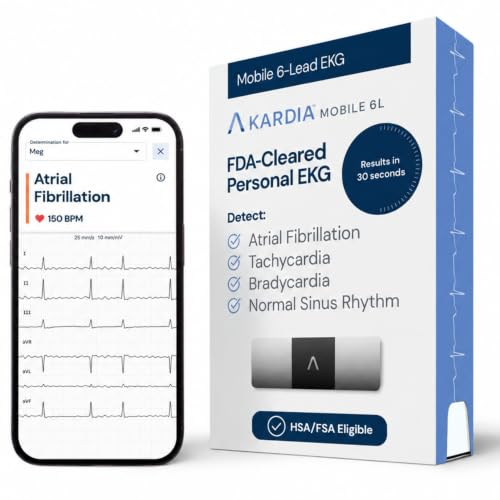 KardiaMobile 6L 6-lead EKG Heart Monitor, Medical-grade accuracy, HSA&FSA | FDA-Cleared, Detects Normal, AFib & Arrhythmias, 30 Second Results, Works with most Smartphones, HSA&FSA Eligible