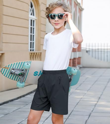 uideazone Short esportivo para meninos, leve, de secagem rápida, infantil, basquete com bolsos com z