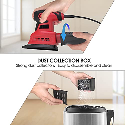 Detail Sander,12500Opm Corded Detail Sander With 20Pcs Sandpapers, Dust Collection System,Multisander 1.6Amp Compact Electric Sander For Diy Job, Furniture Finishing,Home Decoration. #TOP4