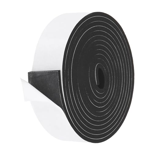 PATIKIL Weather Stripping Door Seal Strip, 2 Inch x 1/4 Inch x 13 Ft Self Adhesive Soundproof High Density Foam Tape Insulation for Door Window Air Conditioning, Black