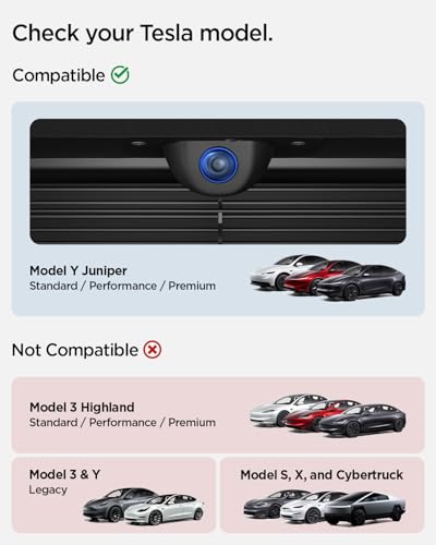 Spigen Displayschutz für Tesla Model Y Juniper 2025 2026 Frontkamera, Schutzabdeckung für Frontschürze-Kamera, Tesla Zubehör, Kompatibel mit Tesla Model Y Juniper (Standard/Premium/Performance)