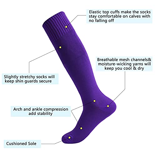 Hapyceo Mens Women's Basketball Football Running Athletic Socks For Team Sports, 6 Pairs, Purple #TOP2