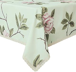 Wewoch Decorative Camellia Floral Print Polyester Rectangle Tablecloth Waterproof Fabric Lace Table Cloth
