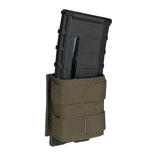 IDOGEAR Single Rifle Mag Pouch MOLLE 5.56 Holder for M4 M16(Ranger Green-S)
