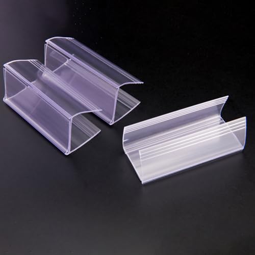 Muka 100 szt. drewnianych półek na etykiety, przezroczyste plastikowe uchwyty na metki cenowe