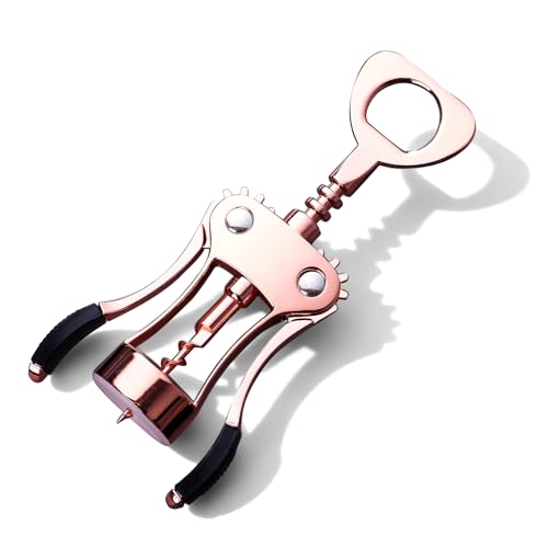Drincarier Wine Opener, Zinc Alloy Premium Wing Corkscrew with Multifunctional Bottles Opener, Sharp Wine Corkscrew with Ergonomic Non-Slip Wing Handle, Upgrade