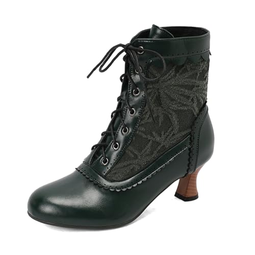 Bottes lacets talons épais confortables pour pieds larges style western automnal