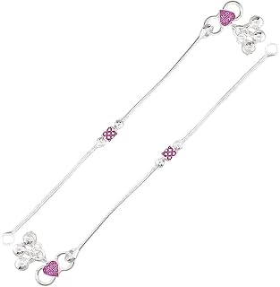 Sahiba Gems 925 Silver Baby Girl Anklet (Payal) – 1 Pair | Fit For 6 Months to 18 Months Baby Girls ~ Aanklet Length 5 Inc... Price In India