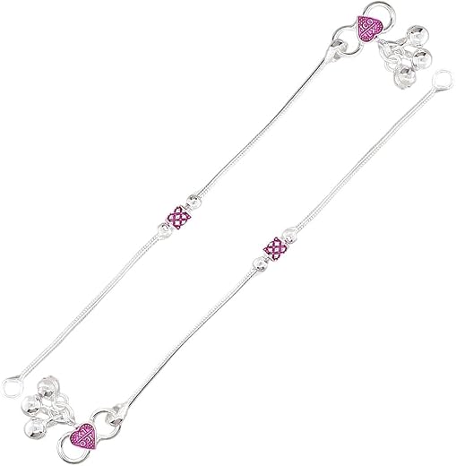 Sahiba Gems 925 Silver Baby Girl Anklet (Payal) – 1 Pair | Fit For 6 Months to 18 Months Baby Girls ~ Aanklet Length 5 Inc...
