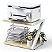 Desktop Stand for Printer - Desktop Shelf with Anti - Skid Pads for Space Organizer as Storage Shelf, Book Shelf, Double Tier Tray with Hardware & Steel for Potted Plants, Crafts by HUANUO