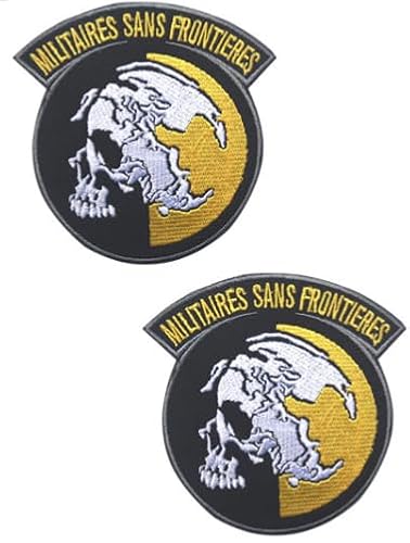 Zeedby 2pc Metal Gear Solid Militaires Sans Frontieres Peace Walker Embroidery Patch Armband Badge Military Decorative Sewing Applique Embellishment Tactical Patches