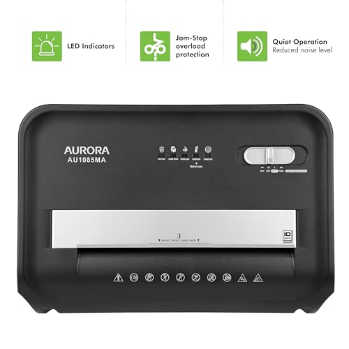 Aurora AU1085MA High-Security 10-Sheet Micro-Cut Paper and Credit Card Shredder with 4-Gallon Pullout Wastebasket/ 20 min Run Time - Image 5