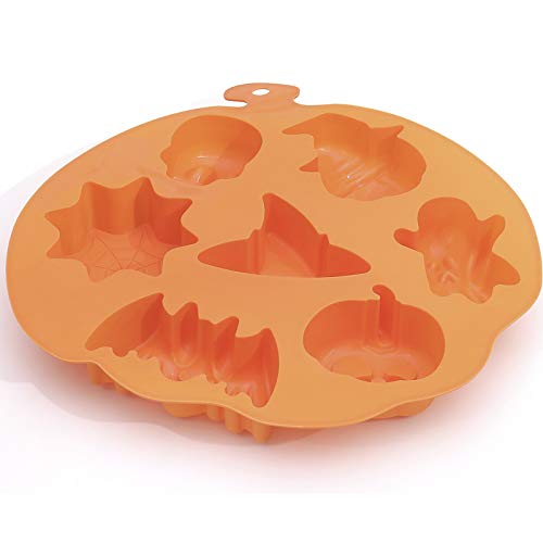 Stampo Per Muffin In Silicone 3D Formato Halloween – Zucca, Scheletro E Pipistrello, 26x26x4 Cm