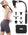 Pistolet de Massage 2-en-1 Amélioré avec Chaleur, Massager de Dos et Cou avec Poignée Extensible, Pistolet de Massage Musculaire à Main pour Dos, Épaule, Bras, Cuisses, Cadeaux d'Anniversaire
