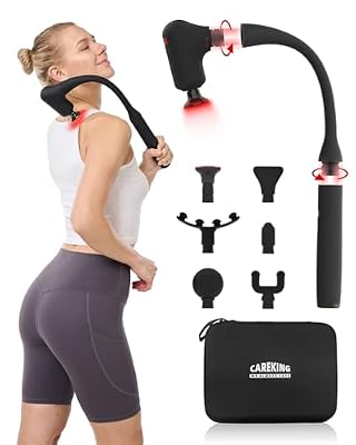 CAREKING Upgraded 2-in-1 Massage Gun with Heat, Pain Relief Deep Tissue Back and Neck Massager with Extension Handle, Handheld Muscle Massage Gun for Back, Shoulder, Arm,Thigh, FSA-HSA Eligible