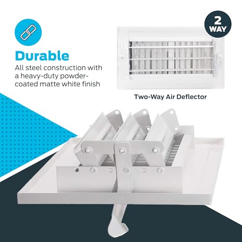 EZ-FLO 8 x 4 Inch (Duct Opening) Air Vent Cover for Wall or Ceiling, Two-Way Ventilation Register, Solid Steel HVAC Register Cover, White, 61608 by EZ-FLO - Used condition - Image 5