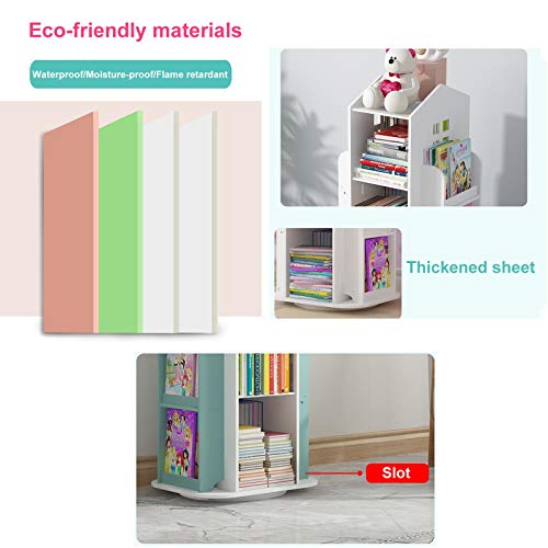 Gwxjz Cd Dvd Racks 360° Rotating Children's Bookshelf Organiser - Magazine Picture Book Stand, Kepmogoh Simple Floor Bookcase Storage Shelves For Home / Study / Dorm Room ( Color : White ) #TOP3