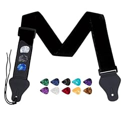 JCTRRJ 1 sangle de guitare et 3 médiators pour guitare électrique, sangle de guitare western, sangle de guitare acoustique, sangle de guitare en cuir, accessoires de guitare, Noir , 1 - Les Beatles, Paul McCartney, John Lennon, RIngo Starr, George Harrison