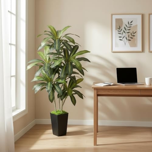 6ft Artificial Dracaena Tree, Realistic Faux Dragon Tree in Pot,