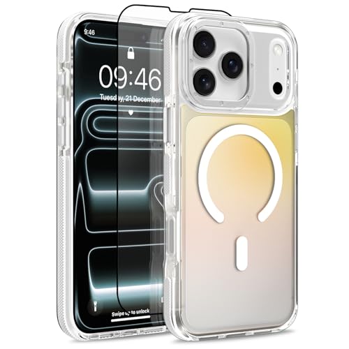 Image of Magnetic Case for iPhone 17 Pro Max [Compatible with Magsafe] [Cute Fashion Fluorescent Design] [1 Screen Protector] Slim Translucent Matte Case for iPhone 17 Pro Max 6.9 inch 2025, White