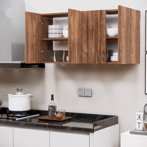 Image of Door Multipurpose Storage Cabinet & Adjustable Shelf | Space Organizer | Termites Resistance | Wall Mounted for Office, Kitchen Finish (Cochwood Brown, Door 4)