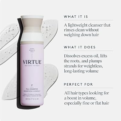 Virtue Full Sulfate Free Volumizing Shampoo Thickens Hair, Safe for All Hair Types, Color Safe