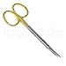 Tungsten Carbide Iris Lab Scissors, 4.5”, Curved - Gold Finger Ring Handle, 5X Stronger than Stainless Steel