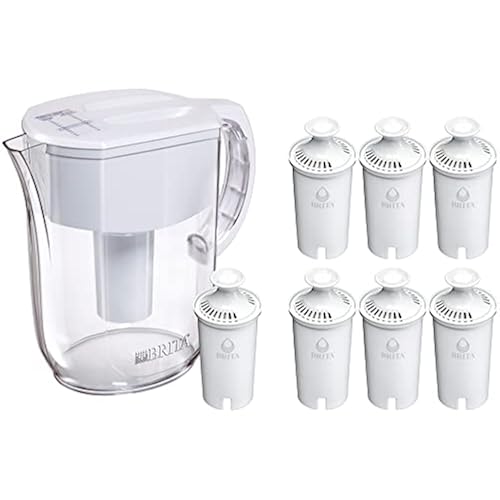 Brita Large Water Filter Pitcher with Standard Filter Replacements - 40 Gallons (2 Months) Filtration Capacity, Removes Chlorine Taste and Odor, Mercury, Copper