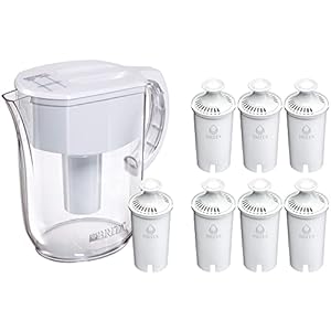 Brita Large Water Filter Pitcher with Standard Filter Replacements – 40 Gallons (2 Months) Filtration Capacity, Removes Chlorine Taste and Odor, Mercury, Copper