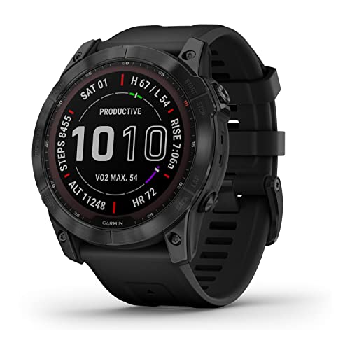 Focus Camera Garmin Fenix 7X Sapphire Solar GPS Smartwatch with Black Band (Black) with Tempered Glass Screen Protector Film for Garmin Fenix 7X (51mm, 3-Pack) Bundle (2 Items)
