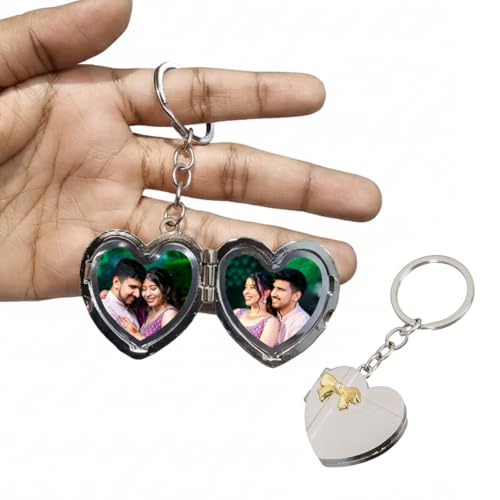 Personalised Heart-Shaped Double Photo Frame Metal Key Chain for ...