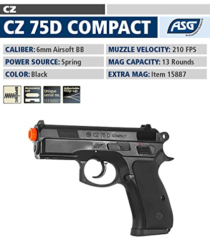 Asg Cz 75D Compact Black 6Mm Airsoft Spring Pistol #TOP1