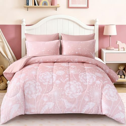 Image of Dinjoy Girls Comforter Set 7 Pieces, Full Size Colorful Ombre Rainbow Bedding Set, Bed in A Bag for Kid Teen Girls (1 Comforter, 1 Flat Sheet, 1 Fitted Sheet, 2 Pillow Shams, 2 Pillowcases)