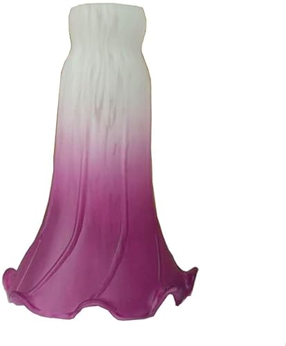 Tiffany Style Lily Glass Lampshade, 6 Inch, Fluted Tulip Flower Design, 1.06" ID x 1.57" OD Opening (White Purple)