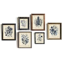 Rustic Modern French Country Cottagecore Wall Art - Large 11x14 Blue Magnolia Leaves Pictures Gallery - Farmhouse Plant Botanical Floral Kitchen Room Decor - Watercolor Vintage Flower Poster