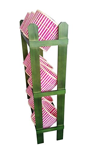 Fixturedisplays® 38.5" X 44.0" X 11.3" Tiered Wooden Display, Floorstanding, 9 Baskets - Green & Oak 19397 19397 #TOP1