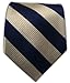 100% Woven Silk Navy and Light Champagne Striped Tie