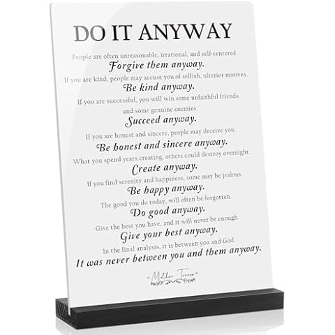 Table Decor Do It Anyway - Mother Teresa Quotes - Inspirational Desk Decor for Women at Home Office, Motivational Gifts for Coworker Friend, Therapist Office Decor Cover