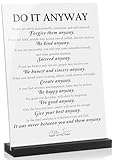Table Decor Do It Anyway - Mother Teresa Quotes - Inspirational Desk Decor for Women at Home Office, Motivational Gifts for Coworker Friend, Therapist Office Decor
