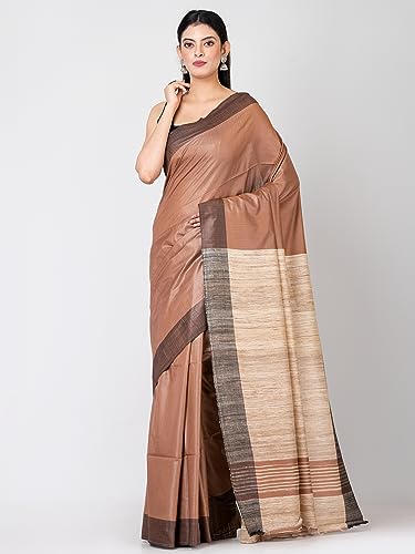 rachbai brown tussar silk saree in tussar silk – image 2