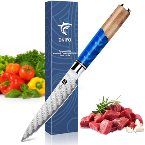 Dnifo Kitchen Utility Knife 5 Inch, Japanese VG10 Steel Damascus Chef Knife