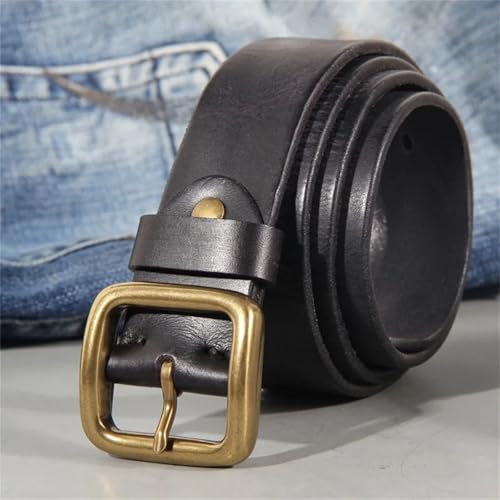 Mnjyihy Men's Black Cowskin Leather Copper Buckle Belts Retro Casual Soft Belt For Jeans4