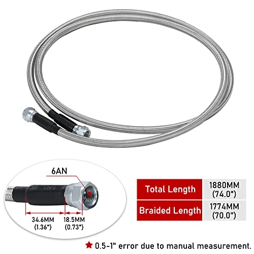 Pqy 70" 6An Ss Braided Transmission Cooler Hose Lines Kit Compatible With Ford C6/Aod & Gm Chevy 1996-2021 For Turbo 350/400/200-200R4/700R4 4L60 4L60E 4L65E #TOP4