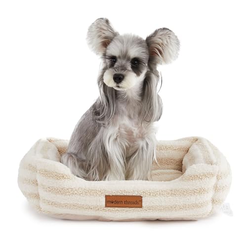 Image of Modern Threads Ultra Soft Plush Pet Bed for Small and Medium Dogs with Elegant Texture and Stylish Design, Removable Washable Cover, Beige, (24 inch L x 20 inch W x 8 inch Th)