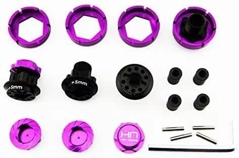 for HPI Savage Flux X XL 21 25 SS 4.617mm Hex Wheel Conversion with 5mm Extensions Right-Hand Threaded M5 Purple