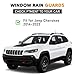 Shatterproof Taped-On Window Deflectors for Jeep Cherokee 2014-2023 with Chrome Trim, Rain Guards, Window Visors for Car, Vent Deflector, 4pcs