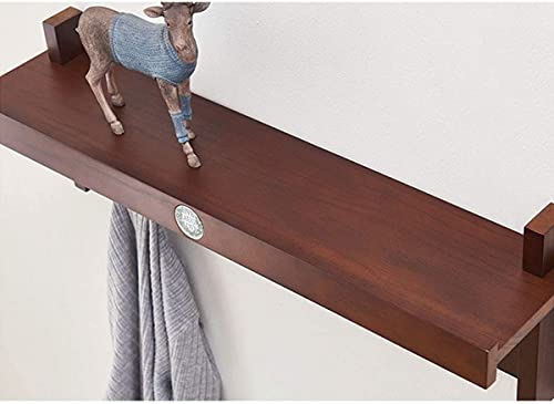 HJW Praktische opbergrek Opknoping Entryway Drijvende Wandplank met haak, Bruin Hout Opbergrek voor Fotokader Boek Plant Pot Ambachten Cosmetische Display 1Huiyang-01020, Klein - Image 3