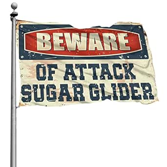 Amazon.co.jp ファニールームフラッグ Beware Of Attack Sugar Glider Flag Cool Flags