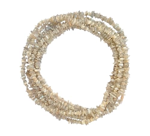 Pierre de lune grise non coupee, perles pour bijoux de meditation en long fil de 254 cm