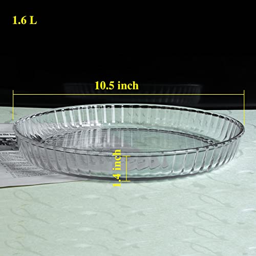 Clapper Pie Pan Glass Pie Plate 10.5 Inch - Deep Pie Dish For Baking Made By Clear Round Heat-Resistant Safety Glass, 54 Oz #TOP5